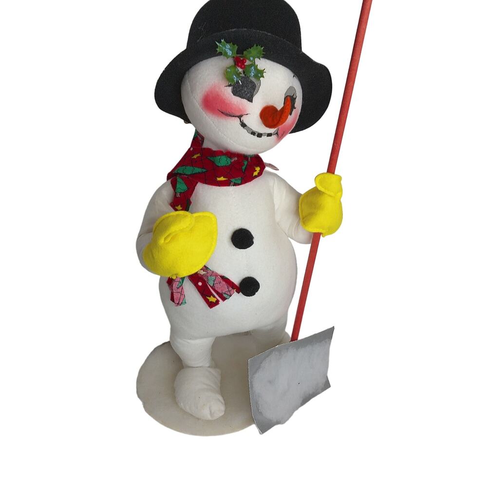 Vintage 1999 Annalee 18" Shoveling Snowflakes Snowman Doll 752599 Christmas